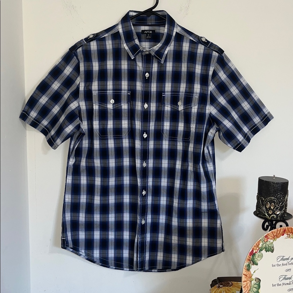 Apt. 9 Navy and White Checkered Shirt